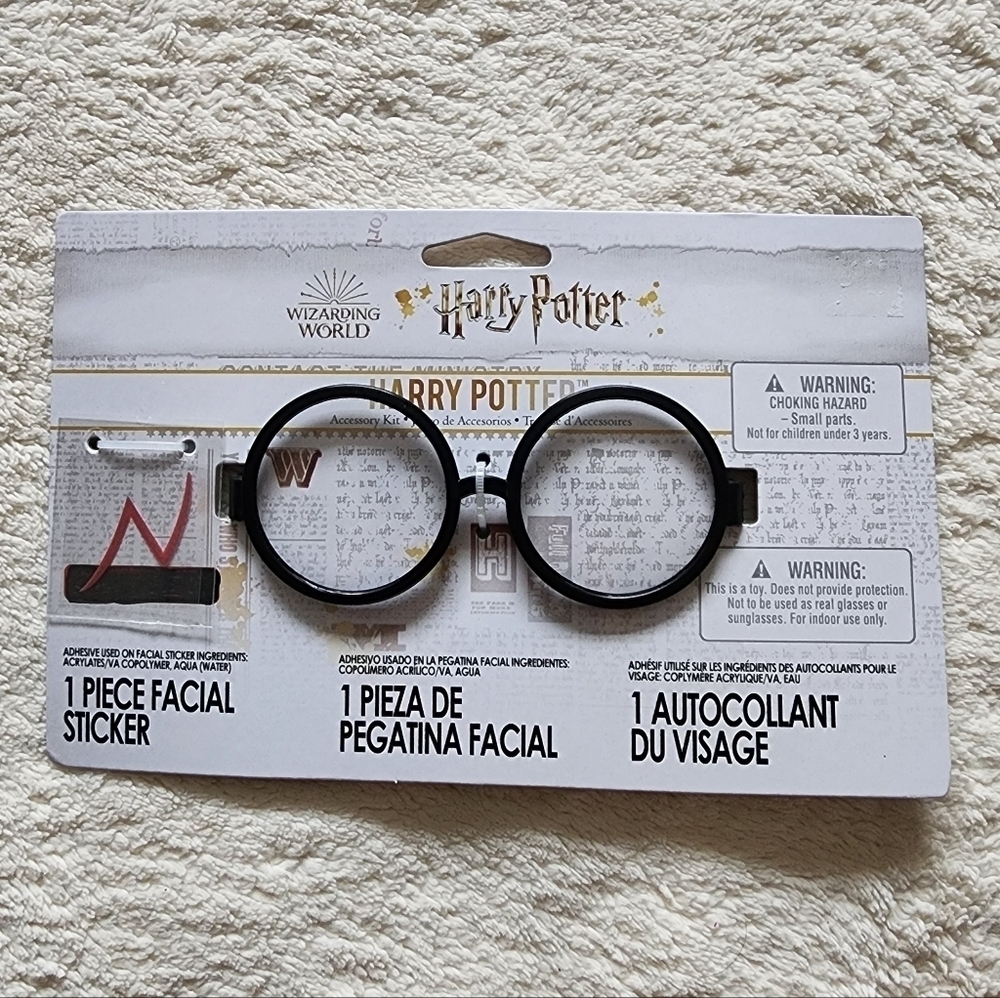 New Harry Potter 2pc Cosplay Glasses and Tattoo Accessory Set, one size adult